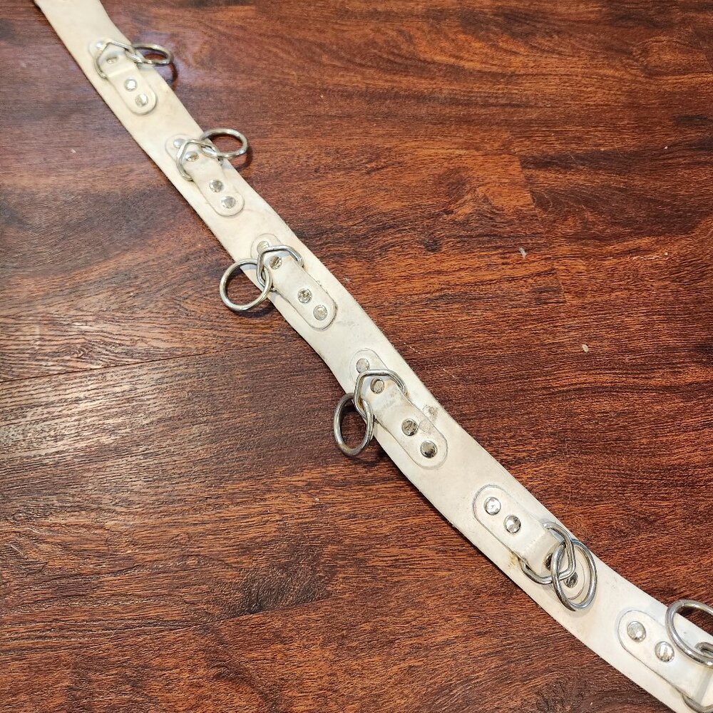 Punk white leather bondage belt